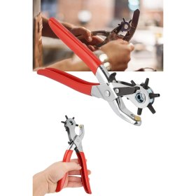 Resim Aesco El Tipi Deri Delik Açma Pensesi Döner Başlıklı Kemer Delik Delici Alet Kemer Çanta ve Deri Delici 