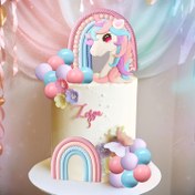 Resim LaVenty Gökkuşağı Pony Tek Boynuzlu Pasta Süsü Pony Doğum Günü Dekorasyonu Gökkuşağı Pasta Üstü Tek Boynuzlu Parti Hediyeleri Doğum Günü Pasta Süsü Cadılar Bayramı, Noel Etkinliği & Parti Malzemeleri Cadılar Bayramı&Noel 