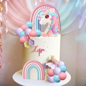 Resim LaVenty Gökkuşağı Unicorn Pasta Süsü, Doğum Günü Parti Dekoru, Halloween ve Noel İçin Unicorn Pasta Topper, Etkinlik ve Parti Malzemeleri 