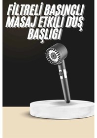 Resim Mey İthalat Duş Başlığı Profesyonel Masaj Başlıklı 3 Modlu Yeni Nesil Masaj Uçlu Su Tasarruflu Gri 
