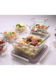 Resim Glasslock Dikdörtgen Cam Saklama Kabı 2000 Ml Şeffaf 