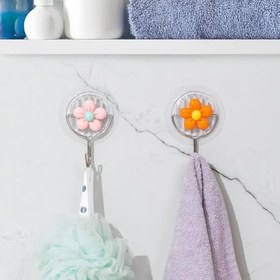 Resim Porsima 084 2 Adet Papatya Desenli Yapışkanlı Banyo Mutfak Askısı 