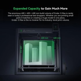 Resim Creality Ender-5 Max 3D Yazıcı, Büyük Hacimli Kask Yazıcısı, Ultra Hızlı 700 Mm/s, Alüminyum Çerçeve, Otomatik Yatak Seviyelendirme, Durum Ekranı, Geniş Kurulum Alanı 400 × 400 × 400 mm 