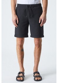 Resim Grimelange ARDIAN Erkek Comfort Fit Cepli Kordonlu Lastikli Bel Siyah Şort & Bermuda 
