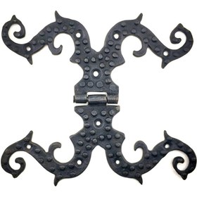 Resim Skygo Antika Tarz Dekoratif Pirinç Süslü Menteşe - 190x170 mm, Oksit 