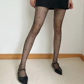 Resim 1 Çift Kadınlar İçin Seksi Düğme Desenli Şeffaf Çorap, %85 Polyamid %15 Spandeks Örgü Kumaş, Geometrik Desen, Günlük Giyim İçin Nefes Alabilen İnce Çorap 