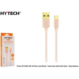 Resim Hytech Portta Hy-X240 1M 3A Micro Usb Kılıflı Gold Data + Şarj K 