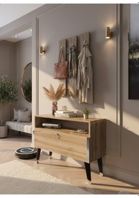 Resim Resital Portmanto Vestiyer - Gp7004-2 - Ceviz Silver Ceviz 