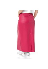 Resim Disentis Büyük Beden Yırtmaç Detaylı Cepli Uzun Fuşya Deri Etek-fuşya Fuşya 