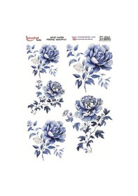 Resim Pirinç Dekopaj Kağıdı 30x42cm Pt-1642 Mavi Çiçekler 