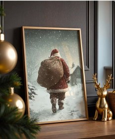 Resim Çerçevesiz Poster Kar Ve Noel Baba 