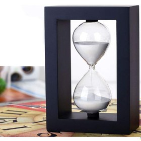 Resim Mufunye 30 Dakika Süreli Dikdörtgen Kum Saati - Siyah Ahşap Çerçeve Ve Beyaz Kum İle Öğrenme, Toplantı, Pişirme İçin Zaman Yöneticisi 