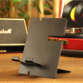 Resim Siyah Metal Telefon Ve Saat Stand Telefon Ve Saat Tutucu 