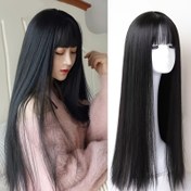Resim Kadınlar için Şık 66.04cm Uzun Düz Peruk, Patlı - Isıya Dayanıklı Sentetik, Başlangıç Dostu, Günlük Kullanım & Partiler için Mükemmel, Temel Stil, Moda Peruk 