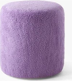 Resim Teddy Düz Puff - Yuvarlak Puf Makyaj Masası Pufu - Dekoratif Ayak Uzatma Pufu Mor 