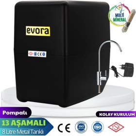 Resim Evora 13 Aşamalı 8 Lt Çelik Tanklı Pompalı Multimineralli Su Arıtma Cihazı Premium Seri 