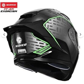 Resim Scoyco FF-871 Exorcısm Güneş Vizörlü Şeffaf Cam Kapalı Motosiklet Kaskı Beyaz - Siyah - Yeşil 
