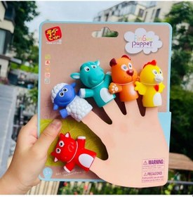 Resim Finger Puppet Çiftlik Hayvanları Parmak Kukla Seti 5 Hayvanlı Oyuncak Parmak Kukla 