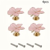 Resim 4 adet İnci Çiçek Şekilli Dolap Çekicileri, 4.32 cm Pembe, Yağlı Çinko Alaşım Metal, Montaj Aksesuarlarıyla Dekoratif Çekiciler, Ev Dekoru ve Endüstriyel Aksesuarlar için Uygun 