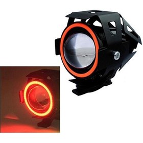 Resim Motosiklet Sis Farı Cree U7 Led Angel Mercekli Kafesli 1 Adet Kırmızı Diğer 