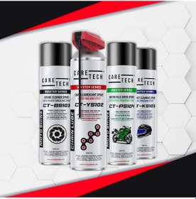Resim CT-SET6-A Motosiklet Parlatma Spreyi Zincir Yağlama Fren Balata Kask Temizleme 6'lı Bakım Seti Sprey 