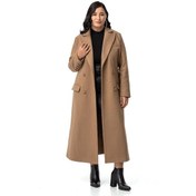 Resim Büyük Beden Kaplama Düğmeli Cepli Astarlı Uzun Vizon Kaşe Kaban-vizon Vizon 