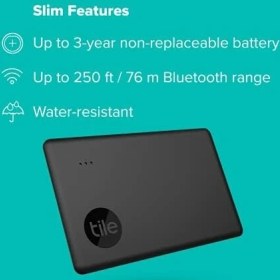 Resim Ohbe Express Slim Smart Tag, Siyah, Bluetooth Takip Cihazı, Cüzdan, Bagaj Etiketleri Için Eşya Bulucu, 76 Metre Mesafeye Kadar, Suya Dayanıklı, Ios ve Uyumlu 