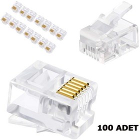Resim RJ11 6P6C 6 Pinli Telefon Jackı Konnektör 100 Adet 