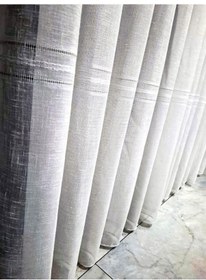 Resim Bbb Maria Keten Bantlı Tül Perde Ekru 1 E 3 Pileli Et3017 