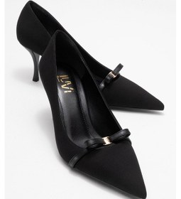 Resim Luvishoes Luvi Shoes Annıe Siyah Fiyonklu Kadın Topuklu Ayakkabı Siyah 