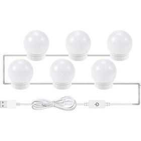 Resim Vkemall 6 Adet Dokunmatik Ayna Önü Lambası - 3 Renk Ayarı Doğal Beyaz, Saf Beyaz, Islak Beyaz Usb Güzellik Işığı - Makyaj Ve Banyo Aynaları İçin 