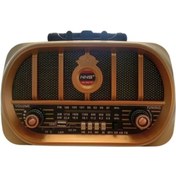 Resim ® Orta Boy Retro, Nostaljik, Ahşap Tasarım Bluetooth Hoparlörlü, Şarjlı, Taşınabilir Oval Ön Yüzlü FM/AM Destekli Radyo NS6687 