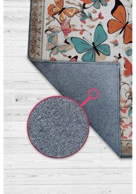 Resim Homshtag Renkli Dokulu Çocuk Odası Halısı Dokuma Kelebek Temalı Halı Çok Renkli 