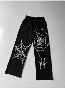 Resim İki İplik Kumaş Örümcek Baskılı Esofman - Siyah Sİyah 