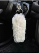 Resim Yumuşak Tüylü Peluş Puf Anahtarlık Beyaz 