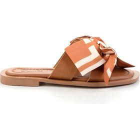 Resim Taba Taba Hakiki Deri Kadın Terlik K04376050003 Taba 