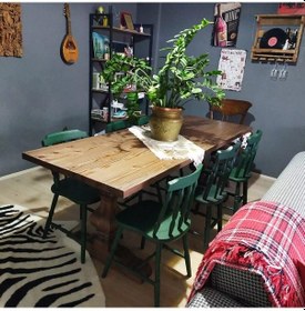 Resim Masif Ahşap Yemek Ve Ofis Masası 