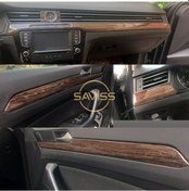 Resim Passat B8 Parlak Siyah Konsol & Koyu Meşe Trim Maun Kaplama 