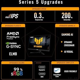 Resim ASUS TUF GAMING VG249Q5A 23.8 FAST IPS 1920x1080 0.3ms 200Hz 300cd DP HDMI Hoparlör VESA 3YIL FLICKER-FREE,ÇERÇEVESİZ,DÜŞÜK MAVİ IŞIK MONİTÖR 