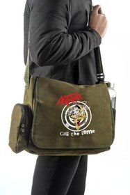 Resim Violon Anthrax Baskılı Unisex Yeşil Postacı Çantası 