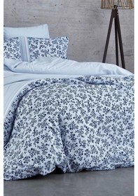 Resim Çift Kişilik Nevresim Takımı Pamuklu Mavi Düş Çiçekleri Çok Renkli 