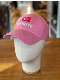 Resim Hamze Türkiye Bayrak Nakışlı Pamuklu Unisex Cap Şapka Pembe 