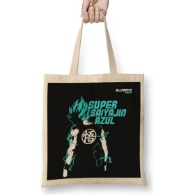 Resim Baskı Dükkanı Son Goku Super Saiyajin Azul V2 Bez Çanta Uzun Saplı 