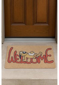 Resim Esnature Sevimli Tembel Köpek Kahverengi Kapı Önü Paspası 45x70 Cm Çok Renkli 