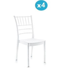 Resim Omnipazar Sy-2525 Estate Plastik Modern Bahçe Düğün Sandalye 4'lü Set Beyaz 