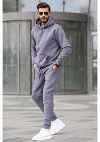 Resim Madmext Füme Kapşonlu Basic Eşofman Takımı 5905 Füme 