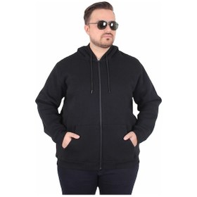 Resim Starbattal Büyük Beden Unisex Kapüşonlu 3ip Sweat 11701 Sıyah Siyah 