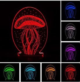 Resim 3d Dokunmatik Led Gece Lambası Pilli & Usb Bağlantılı Renk Değiştiren Masaüstü Deniz Anası Şekilli Siyah 