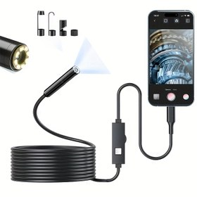 Resim Endüstriyel Ölçüm Aracı: Boroskop İnceleme Kamerası, Borular, Kanalizasyonlar ve Otomotiv Tamirleri için Taşınabilir İç Boyama Makinesi, Kolay Adım Fotoğraf/Videyo Kaydı, Esnek Depolama, IP67 Su Geçirmez, Net Piksel, 8 LED Işık, Ayarlanabilir Parlaklık, Koyu Ortamlardan Korkmadan, Bükülebilir Depolama, Yerden Tasarruf Sağlayan Tasarım, iOS Mobil Telefonlar için Uygun, Seçenekli Uzunluklar 1m/5m/10m, iOS Telefonlar için 