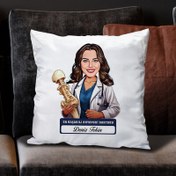Resim En Başarılı Kadın Ortopedi Doktoru Karikatürlü Yastık 